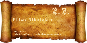 Milus Nikoletta névjegykártya