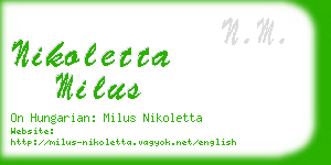 nikoletta milus business card